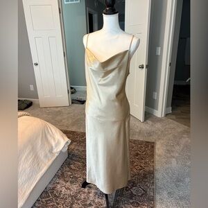 Birdy Grey Champagne Satin Cowl Slip Dress